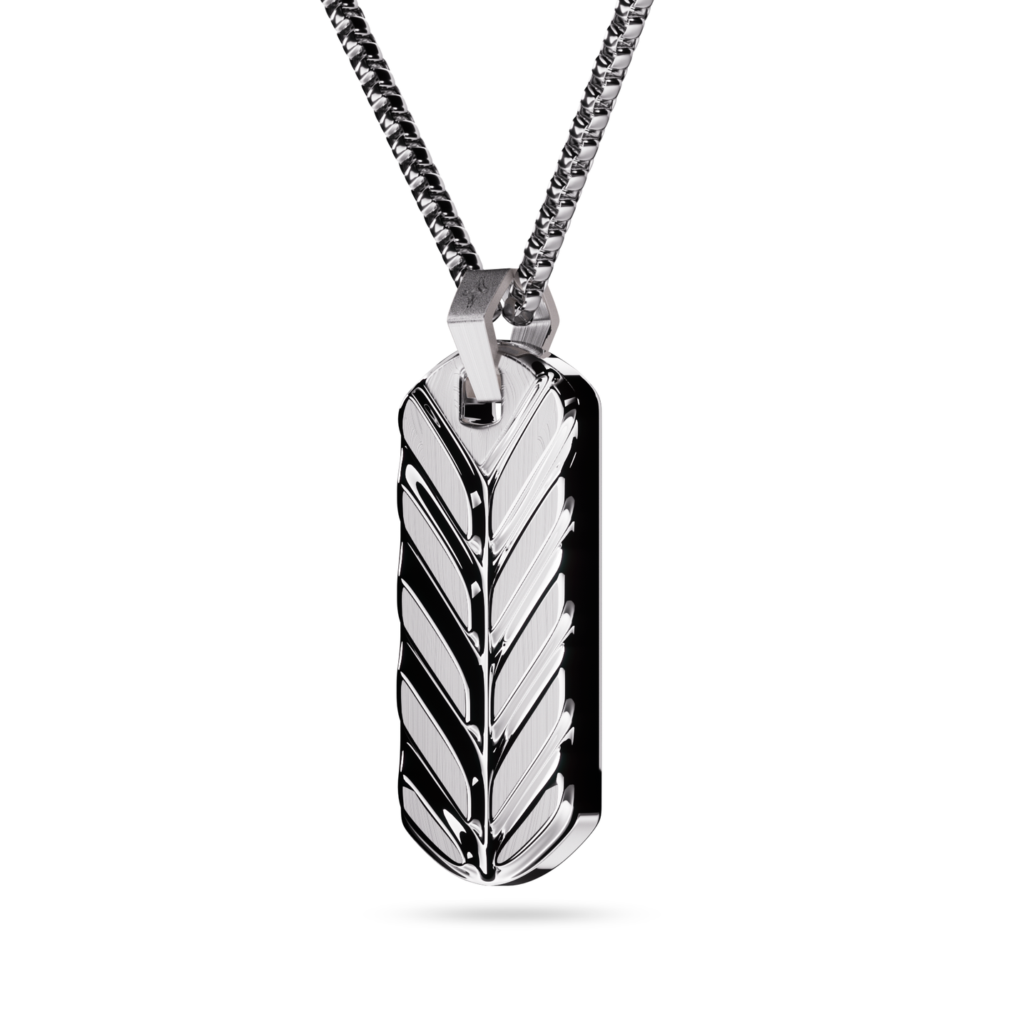 Silver Chevron Tag Necklace