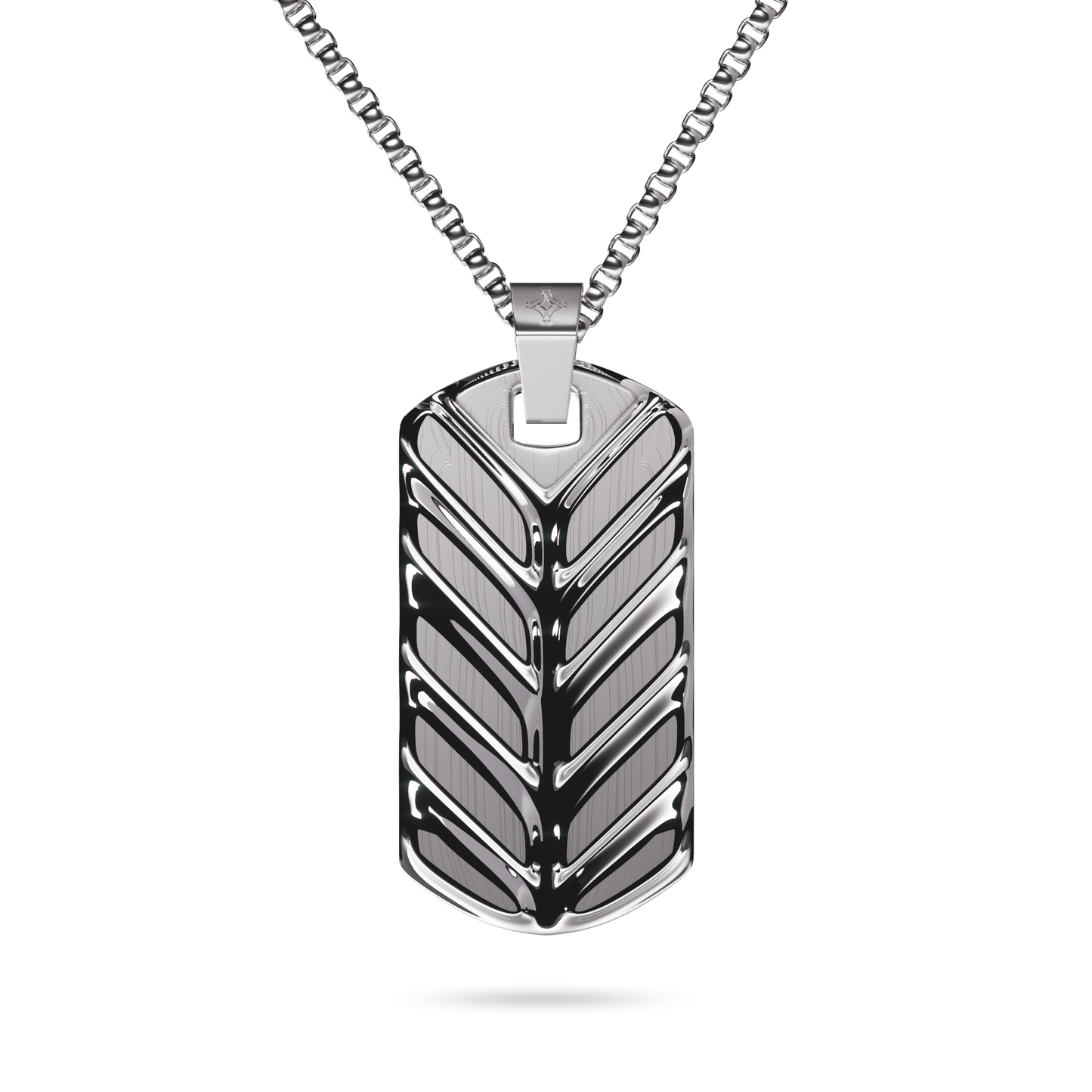 Silver Chevron Tag Necklace