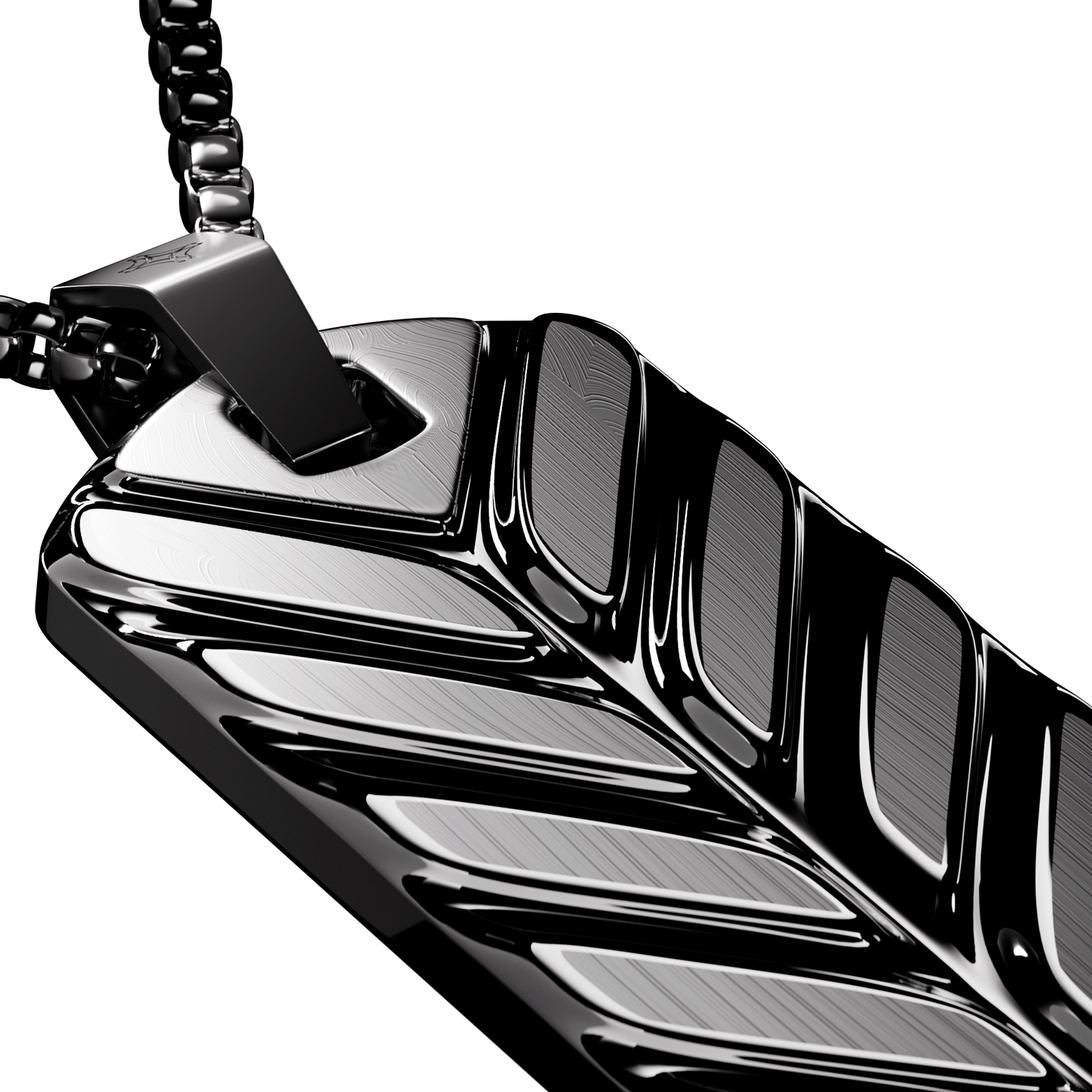 Gunmetal Chevron Tag Necklace