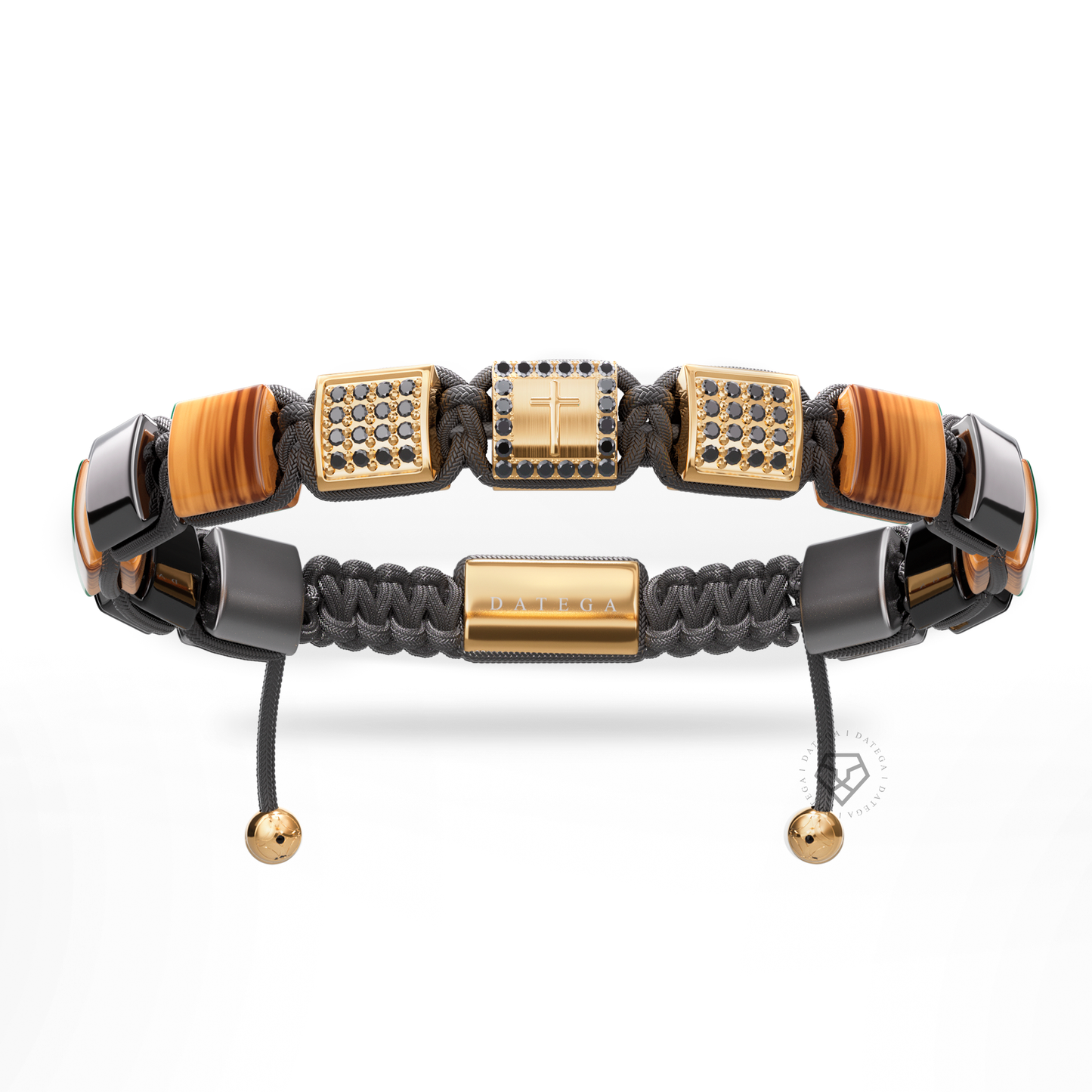 Eternal Cross Yellow Gold & Brown Tiger Eye