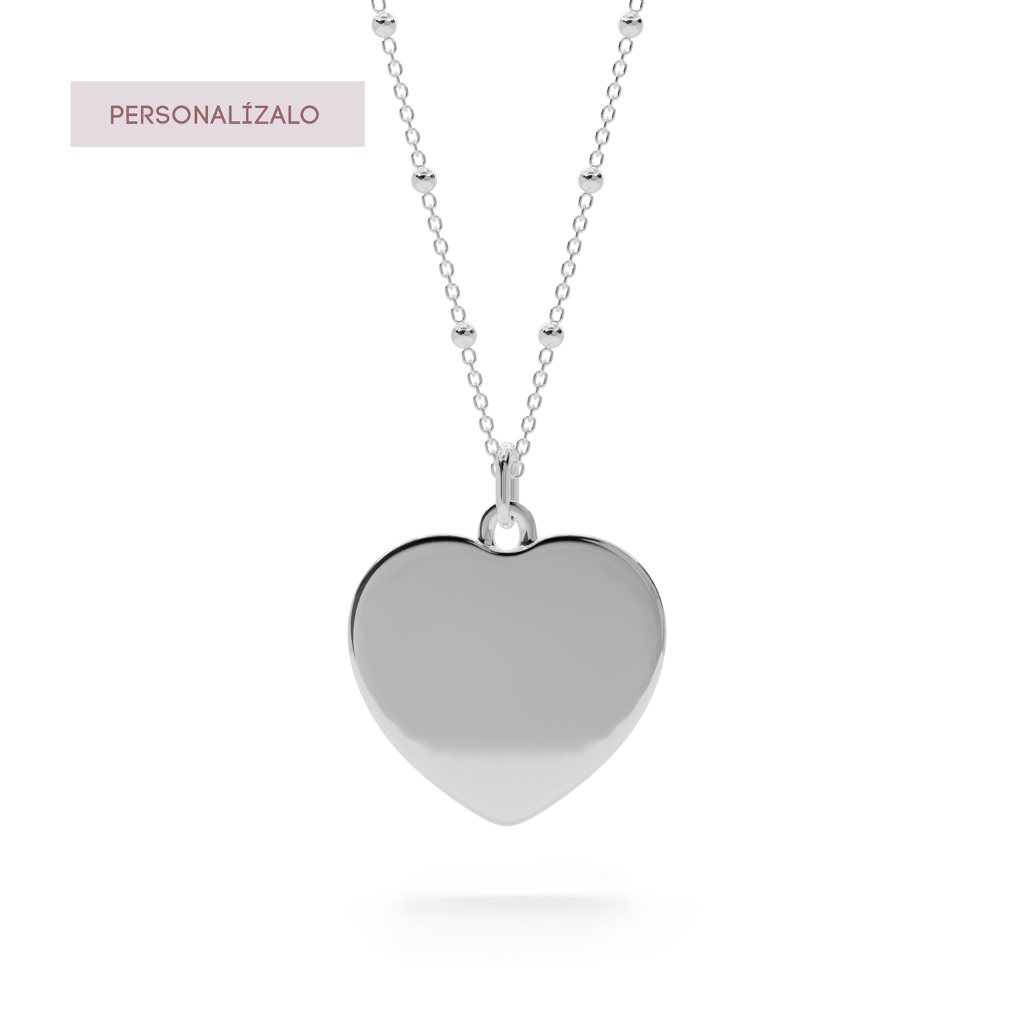 Heart Charm Necklace - White Gold