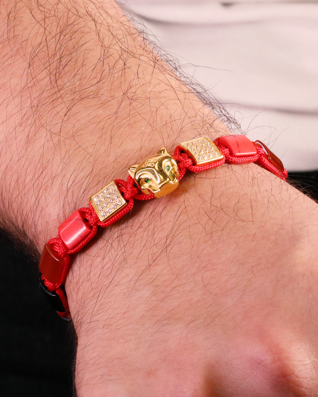Grand Jaguar Yellow Gold, Red Turquoise & Carnelian