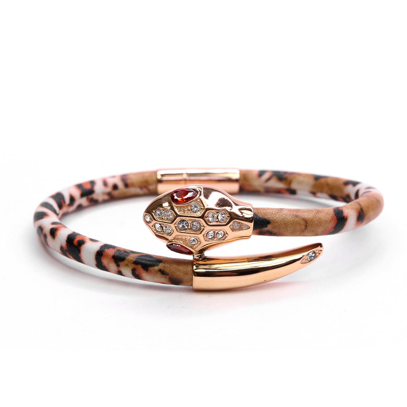 Serpente Rose Gold Brown Marble Leather