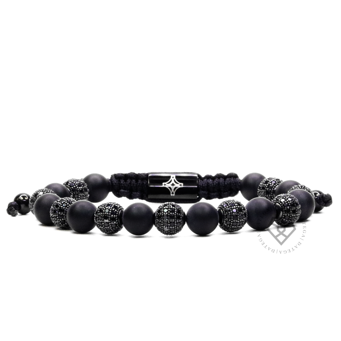 Luxury Rhodium Cz Matte Onyx - 6 mm