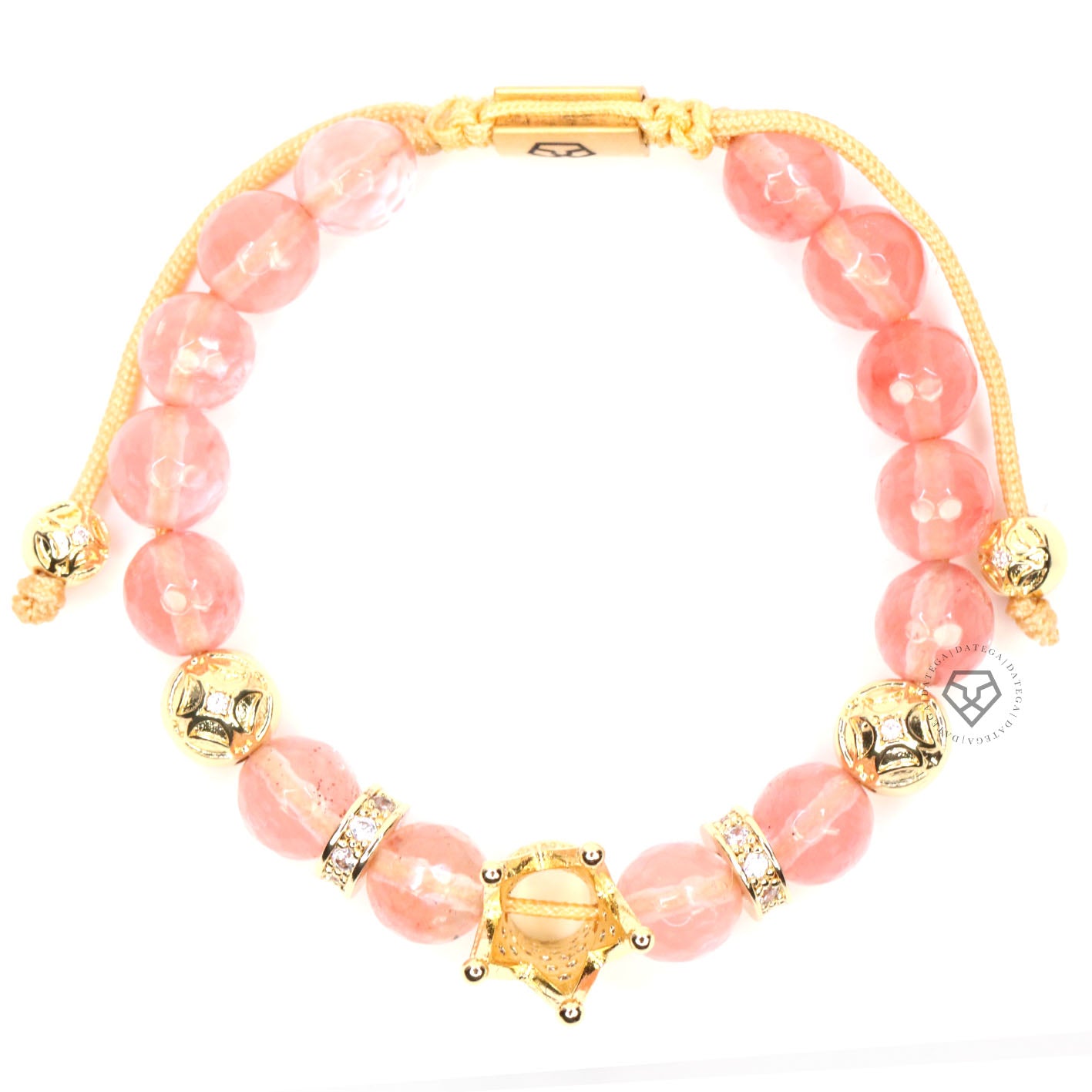 Yellow Gold Crown & Cherry Quartz