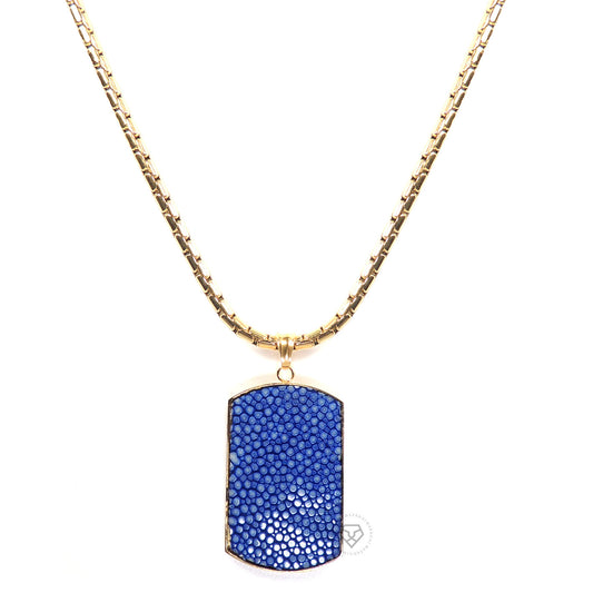 Blue Stingray Tag - Gold Chain