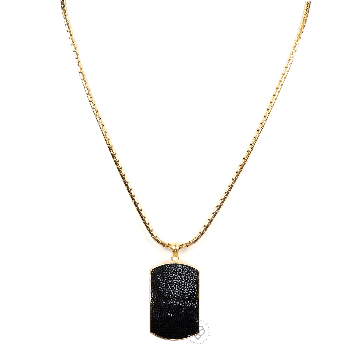 Black Stingray Tag - Gold Chain