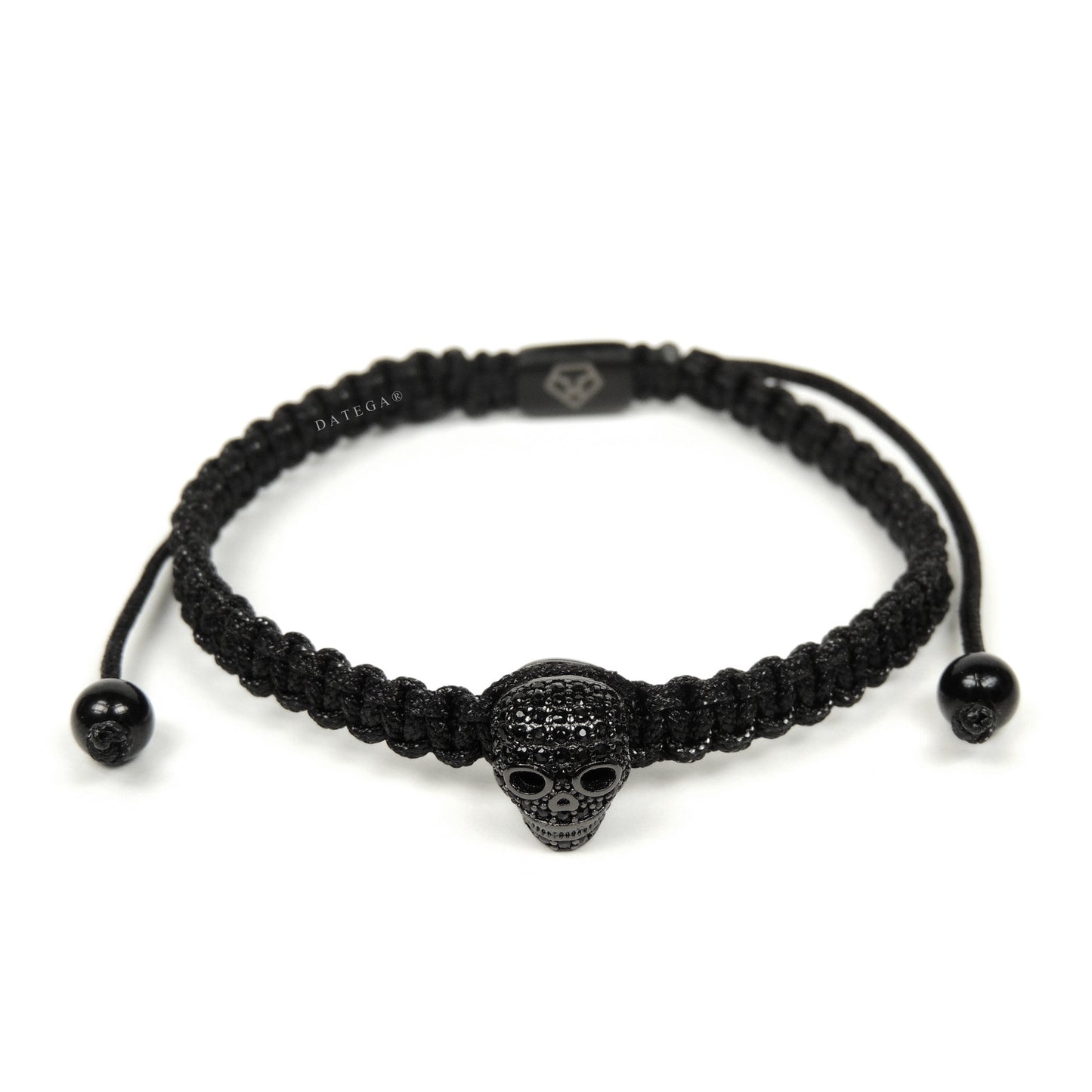 Luxury Skull Rhodium - Black Rope