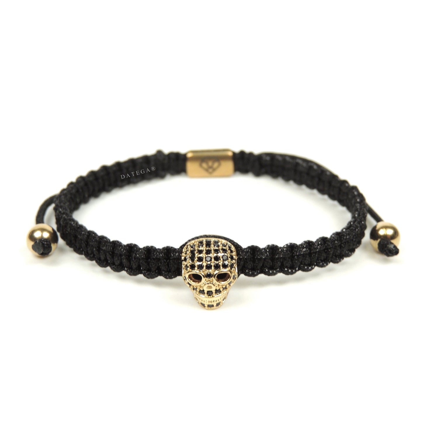 Luxury Skull Yellow Gold - Black Rope