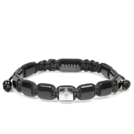 Shiny Onyx & White Gold Star Bracelet