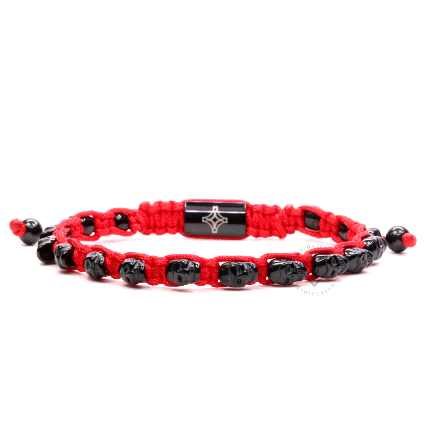 Plain Swarm Skull Ruthenium Bracelet - Red Rope