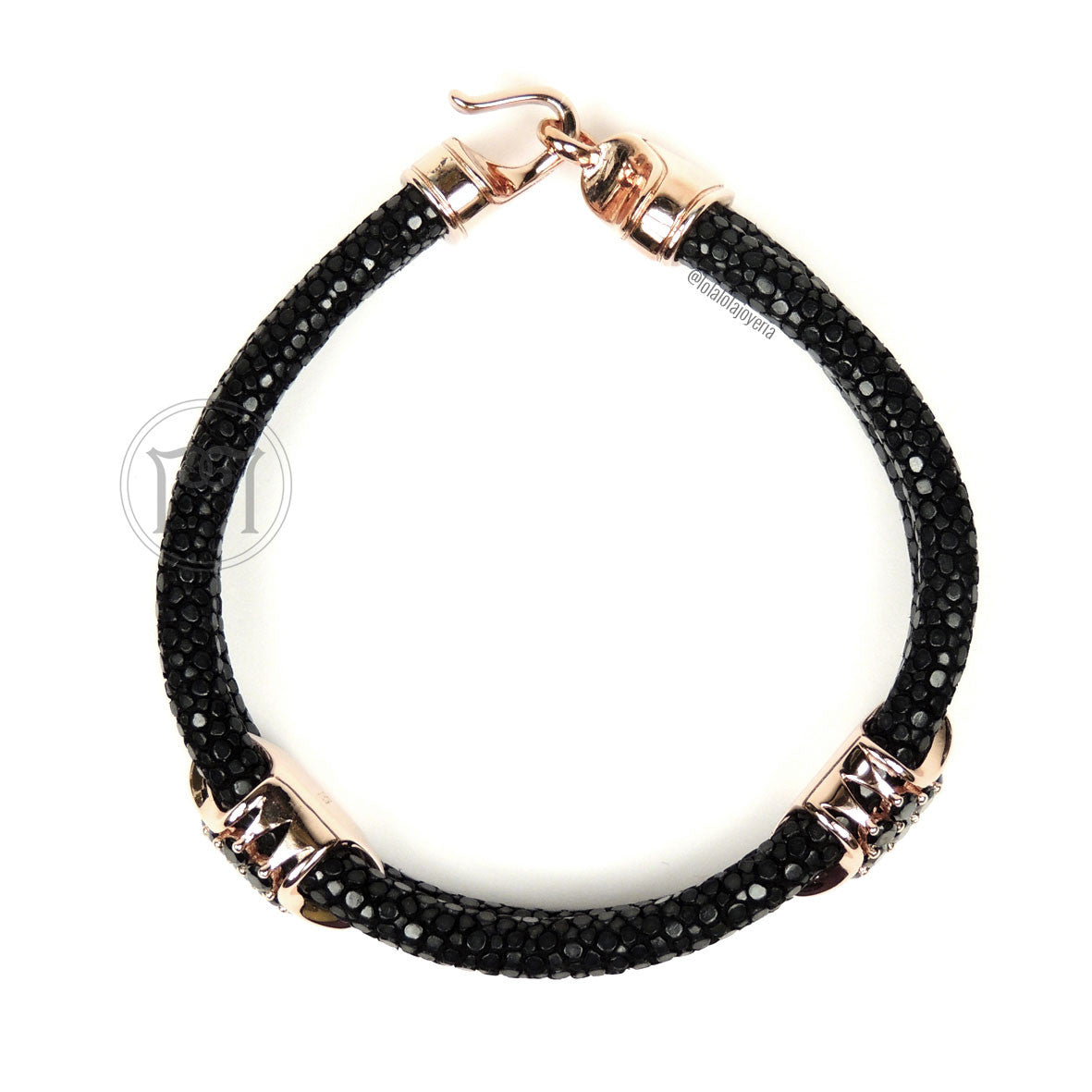 Swarovski Clasp Yellow Gold Double Rope Black Stingray