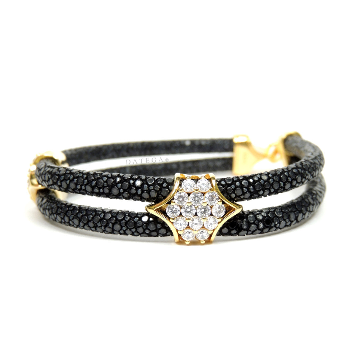 Swarovski Clasp Yellow Gold Double Rope Black Stingray