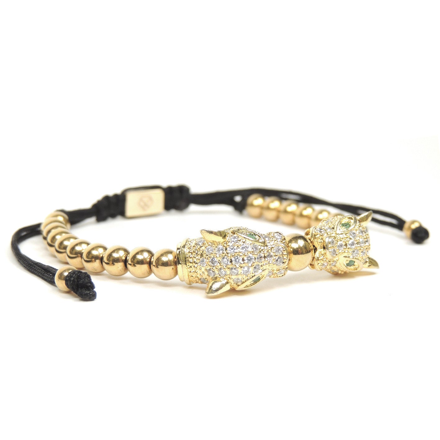 Twin Jaguars Yellow Gold Clear Cz