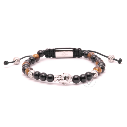Buddha White Gold Tiger Eye & Onyx