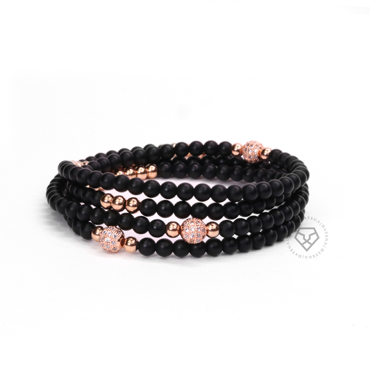 Wrap Onyx & Rose Gold Bracelet