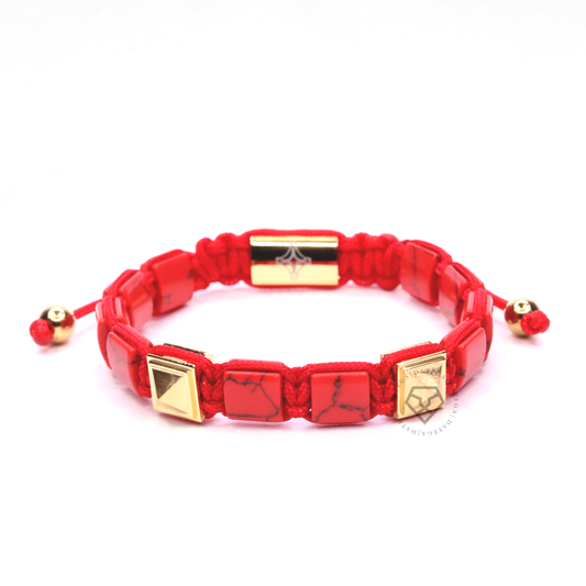 Red Turquoise Square & Gold Giza Pyramid