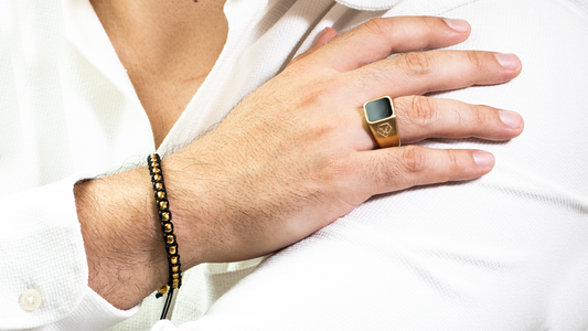 Woven Box Chain Yellow Gold & Black