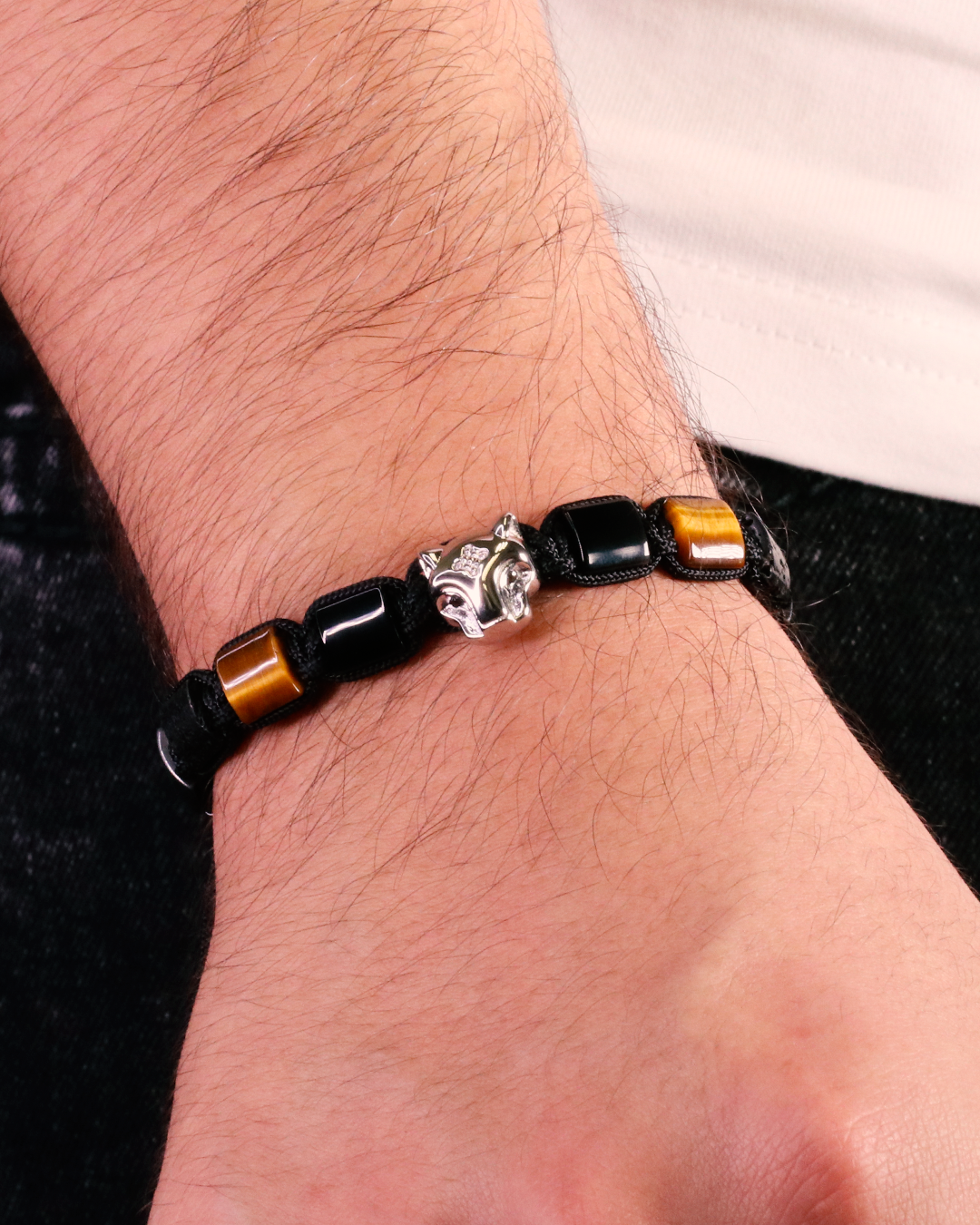 Grand Jaguar White Gold, Onyx & Tiger Eye
