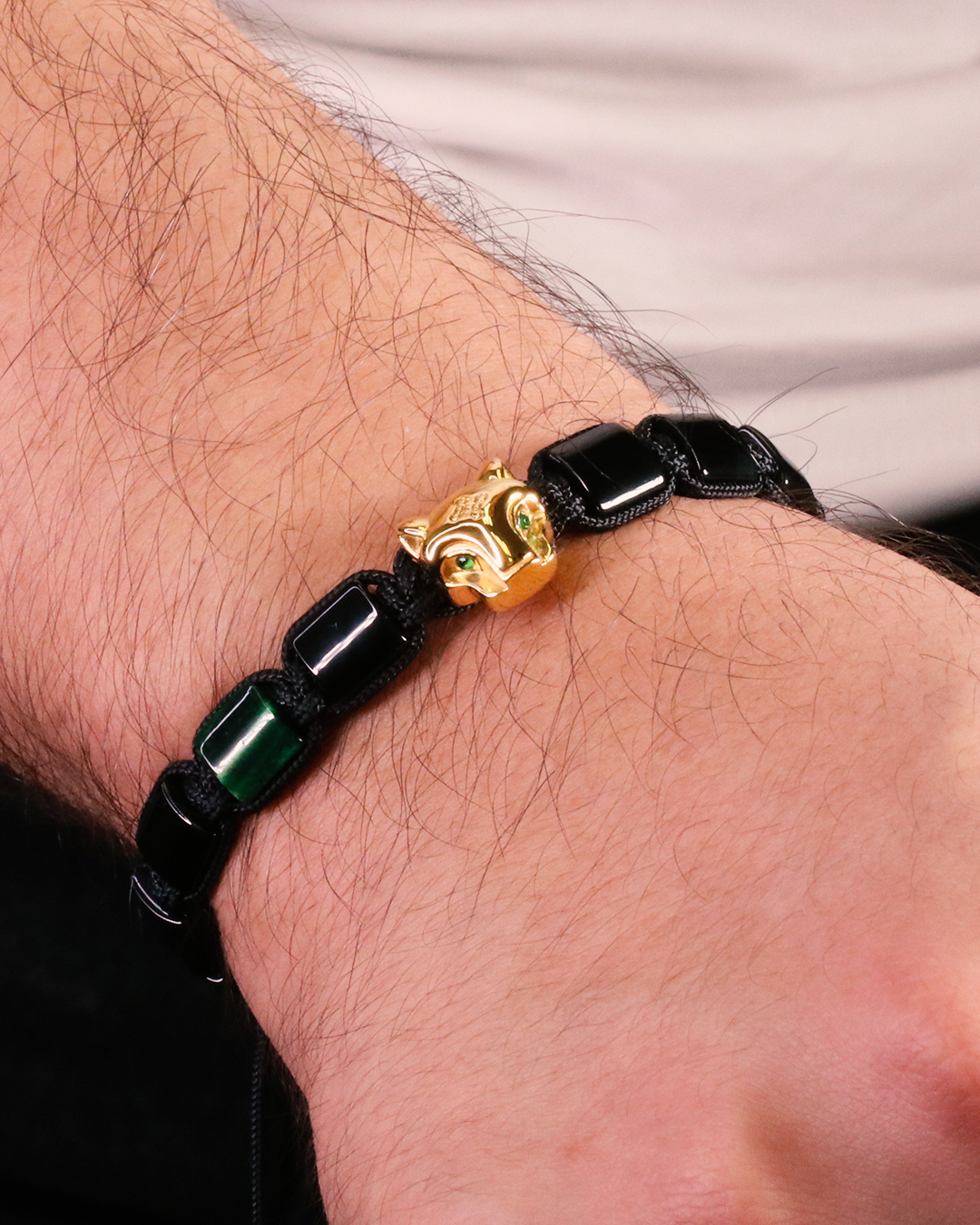 Grand Jaguar Yellow Gold, Onyx & Green Tiger Eye