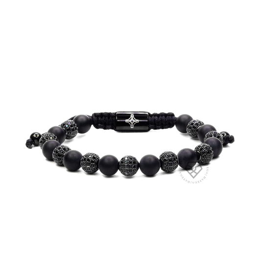 Luxury Rhodium Cz Matte Onyx - 6 mm