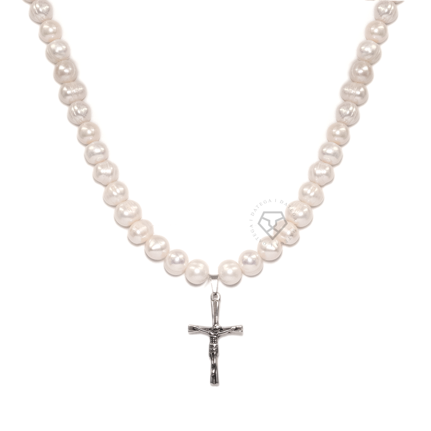 Chunky Pearl & Cross Necklace