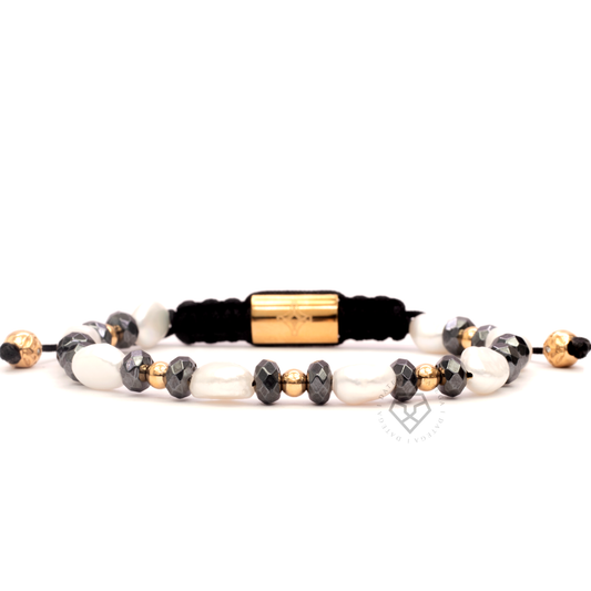 Pearl, Hematite & Gold Bracelet