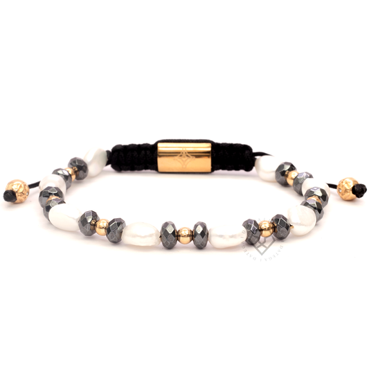 Pearl, Hematite & Gold Bracelet