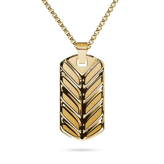 Gold Chevron Tag Necklace