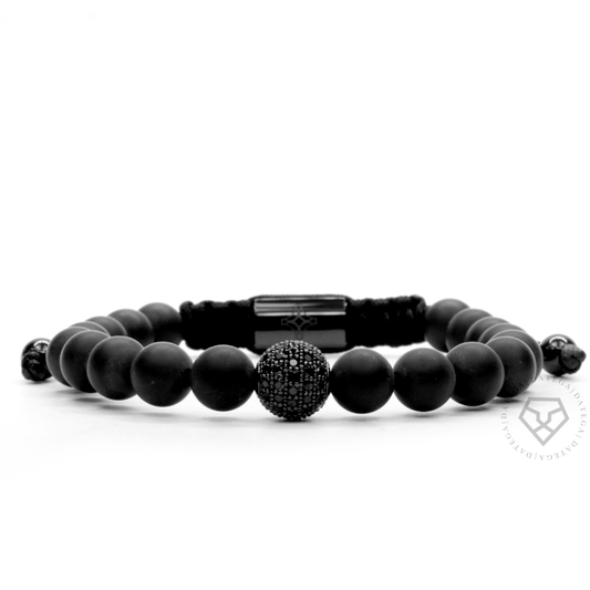 Rhodium Cz Matte Onyx - 8mm