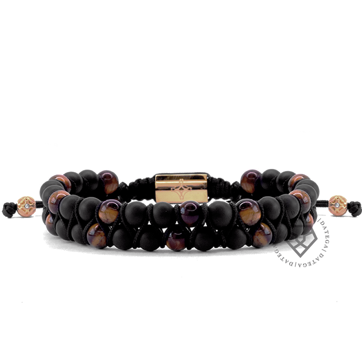 Double Beaded Matte Tiger Eye & Onyx