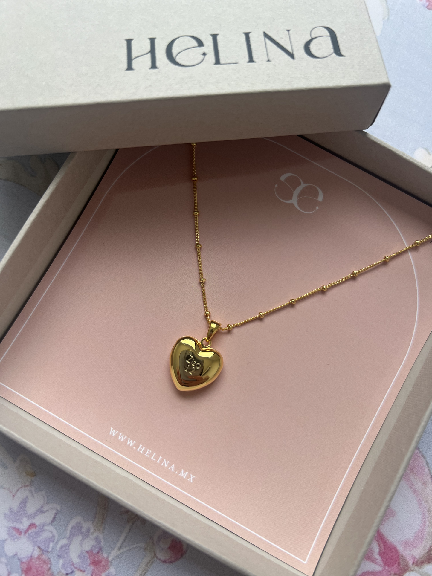 Heart Locket Charm Necklace - Rose Gold