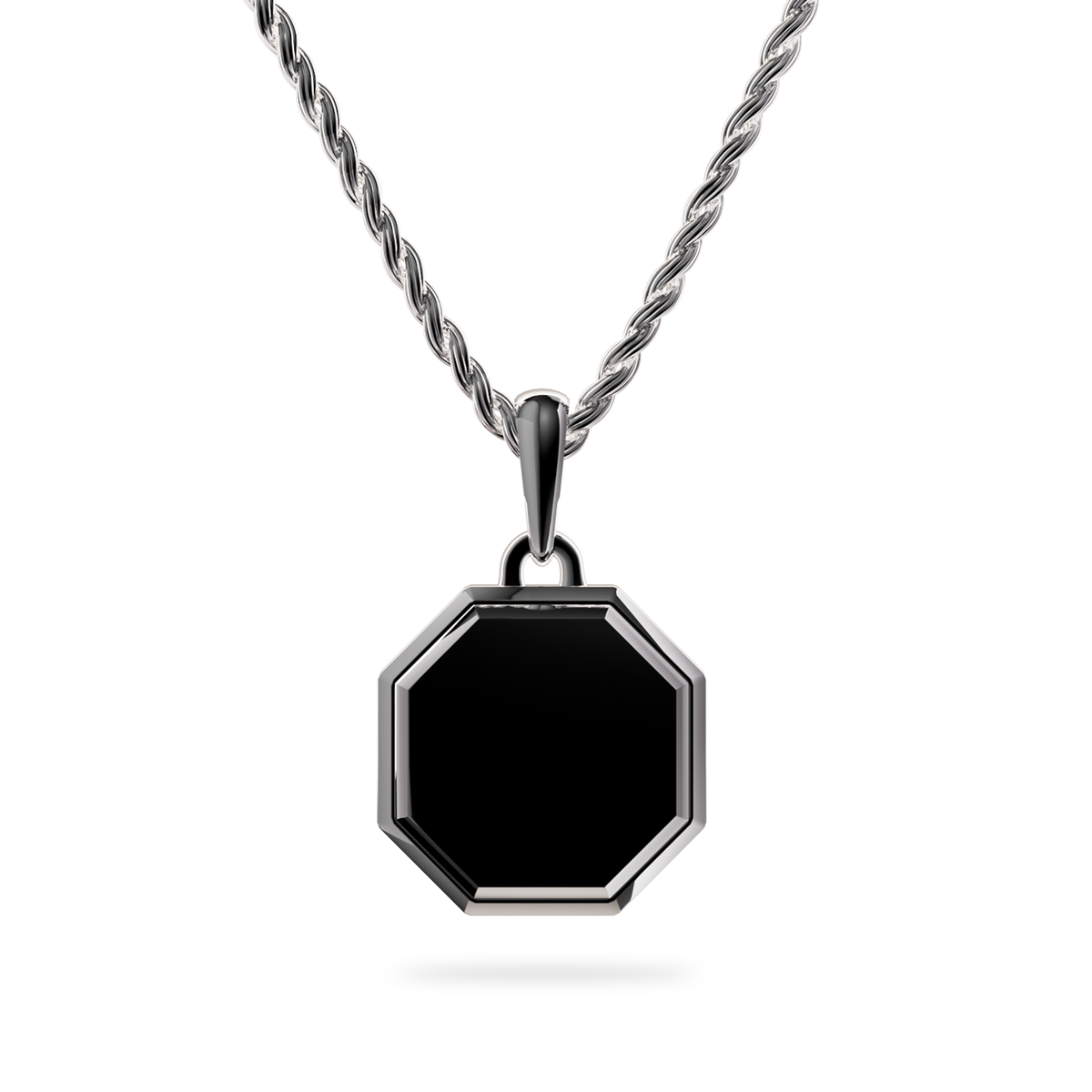 Octo White Gold & Onyx Necklace