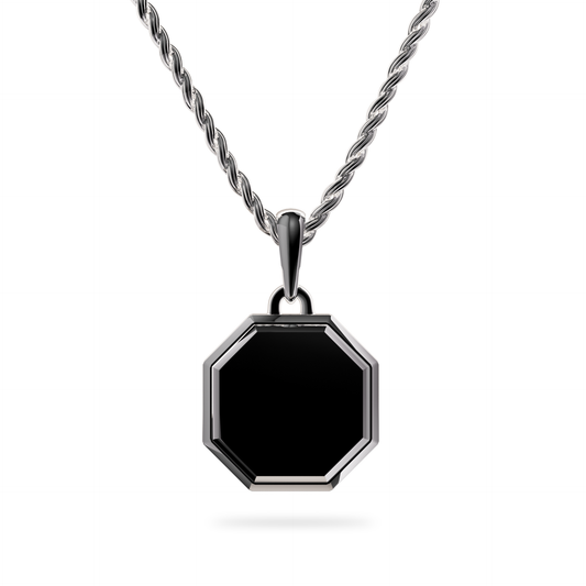 Octo White Gold & Onyx Necklace