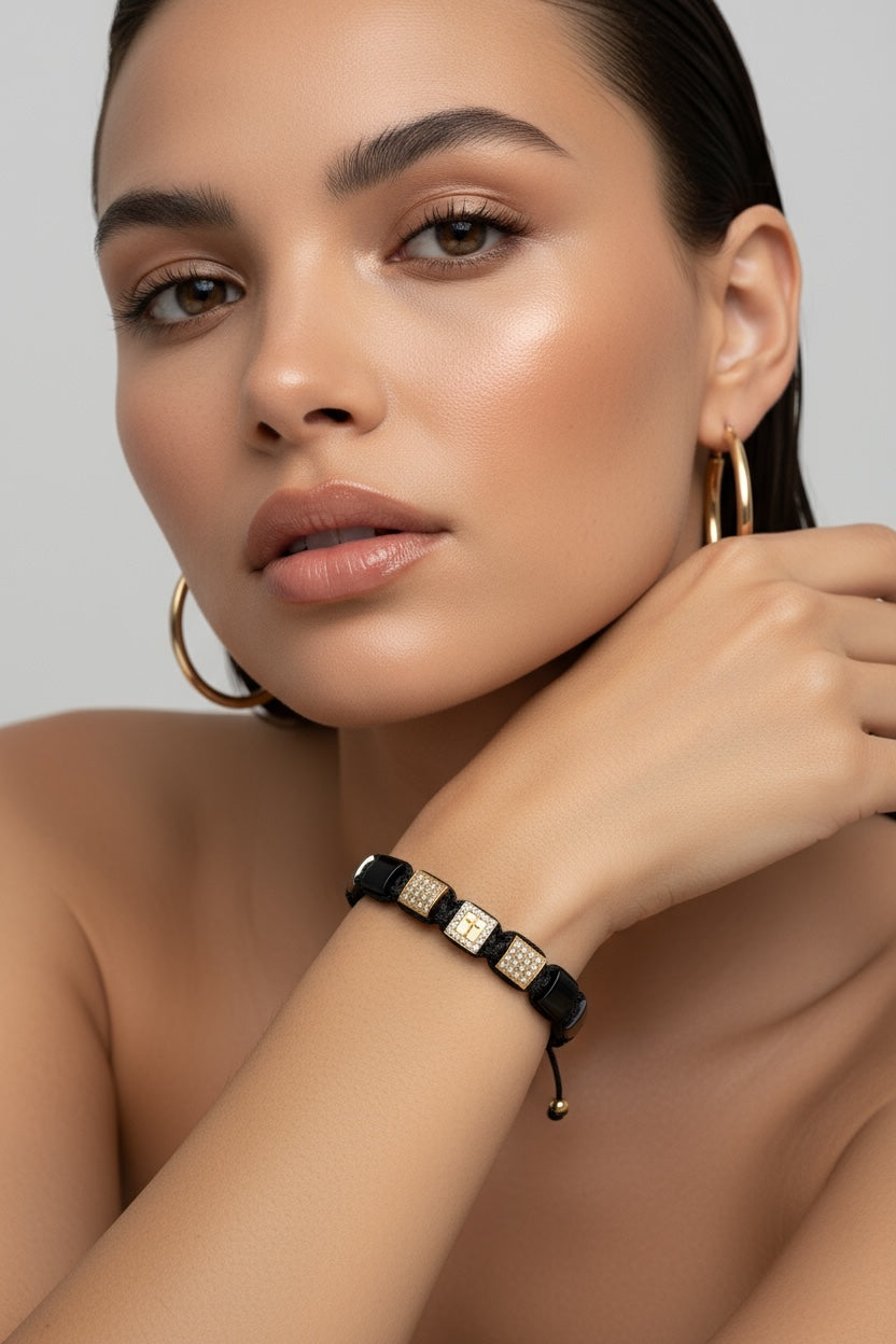 Eternal Cross Yellow Gold & Clear Swarovski