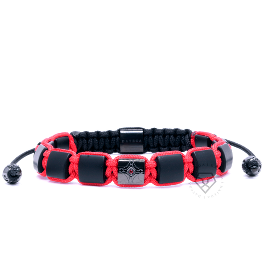 Onyx & Red Star Bracelet