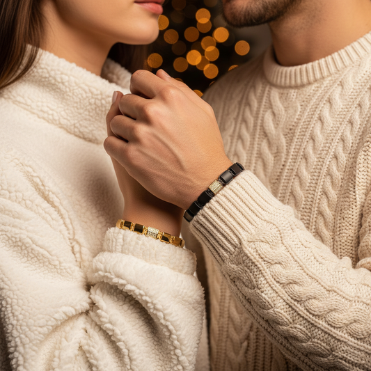 Matte Onyx & Yellow Gold Clear Swarovski