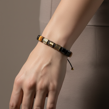 Eternal Cross Yellow Gold & Brown Tiger Eye