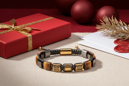Eternal Cross Yellow Gold & Brown Tiger Eye