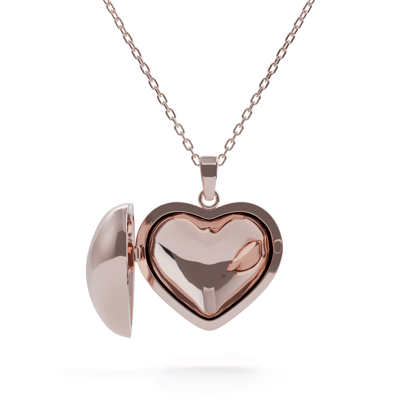 Heart Locket Charm Necklace - Rose Gold