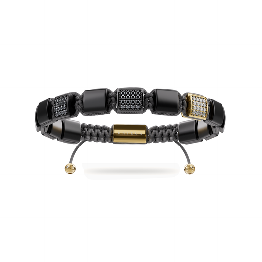 The Cairo Flatbead - Onyx & Yellow Gold