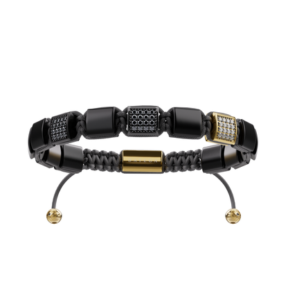 The Cairo Flatbead - Onyx & Yellow Gold