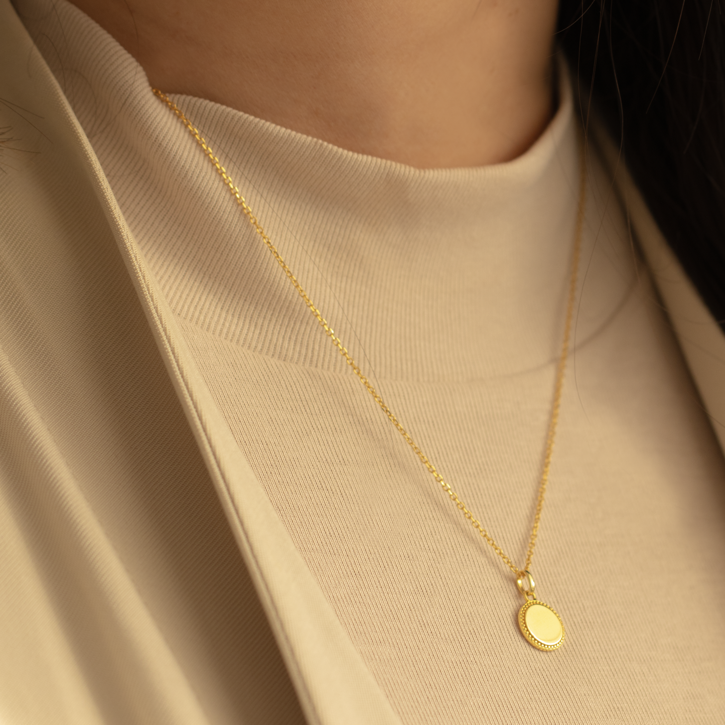Coin Dots Charm Necklace - Yellow Gold