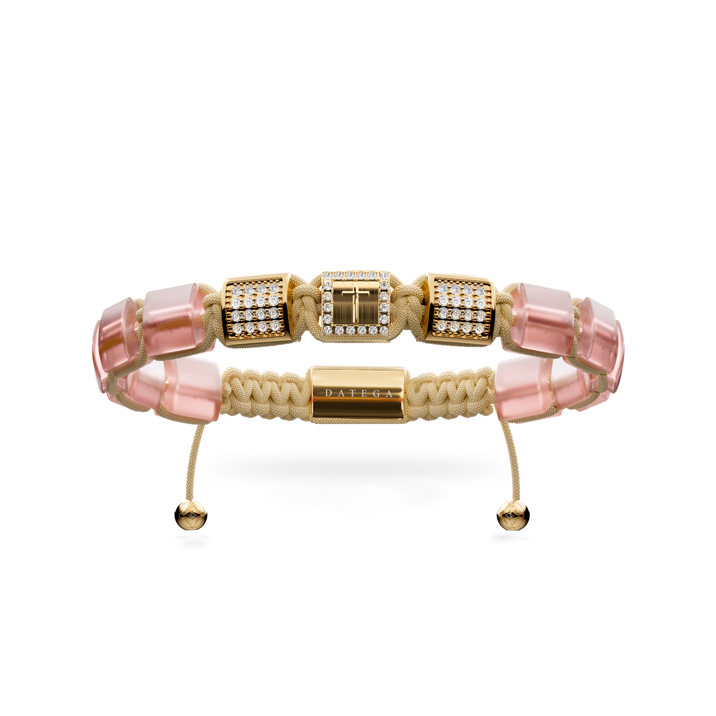 Eternal Cross Yellow Gold & Rose Quartz