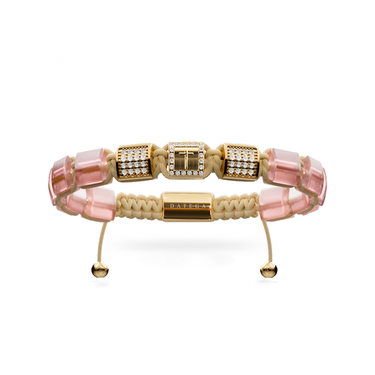 Eternal Cross Yellow Gold & Rose Quartz