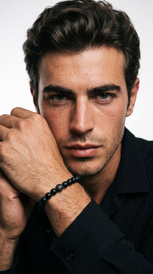 Rhodium Swarovski Matte Onyx - 6 mm