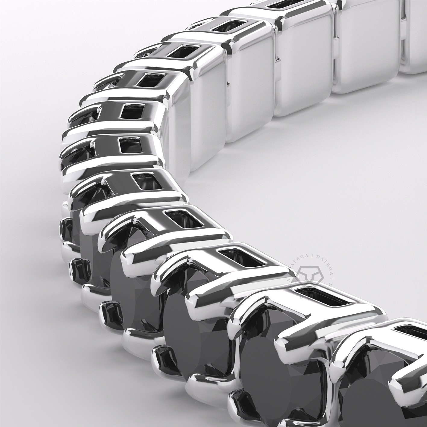 Silver Black Tennis Bracelet