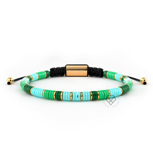 Havana Greens & Yellow Gold Bracelet