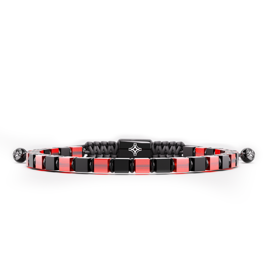 Onyx & Carnelian Block Bracelet