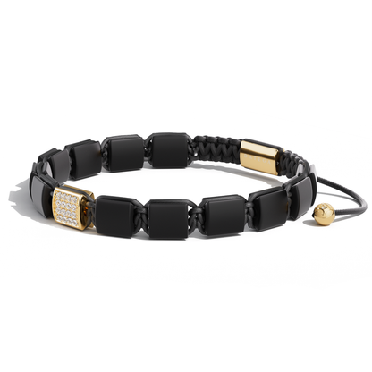 Matte Onyx & Yellow Gold Clear Swarovski